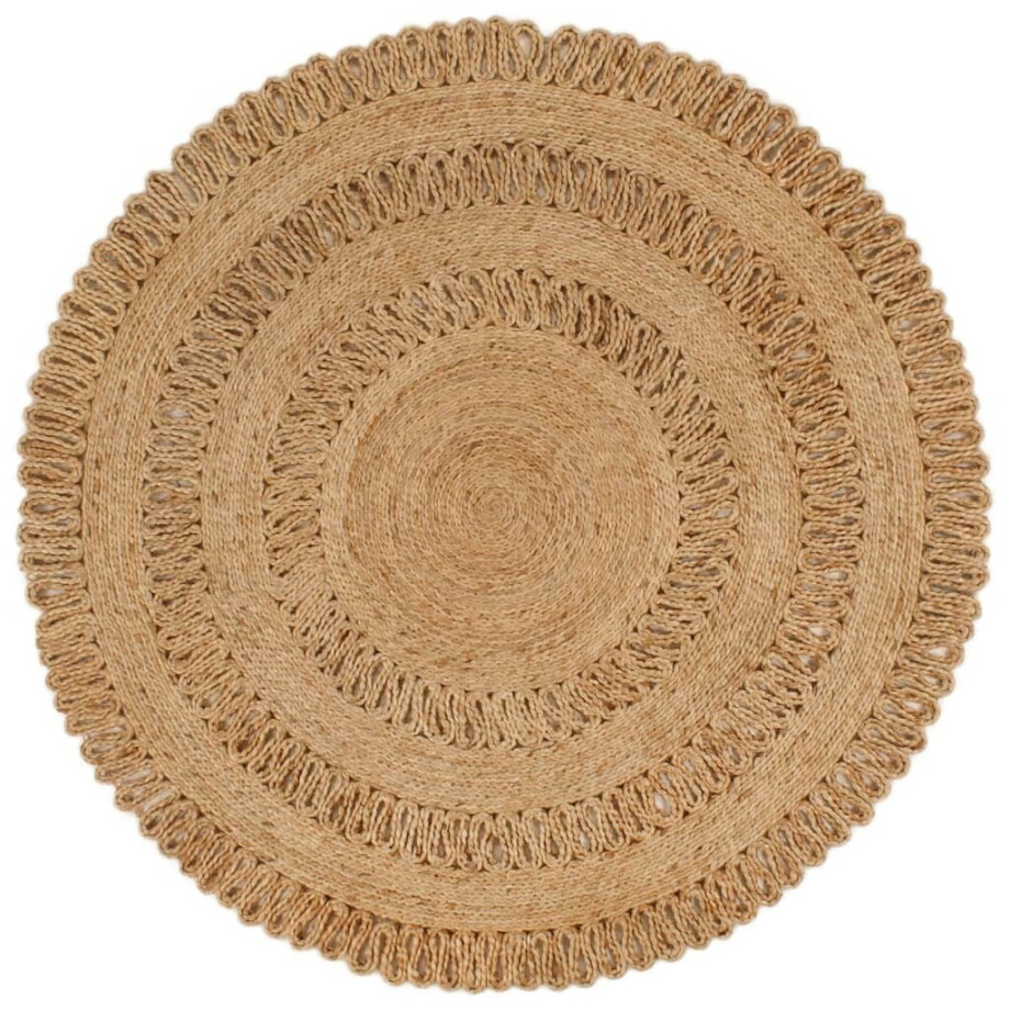 vidaXL Tapijt rond 120 cm gevlochten jute afbeelding 1