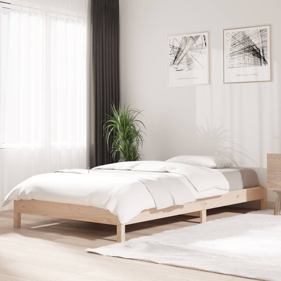 vidaXL Bed stapelbaar 100x200 cm massief grenenhout vidaXL Bed stapelbaar 100x200 cm massief grenenhout afbeelding 1