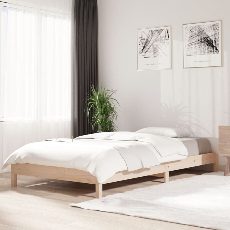 vidaXL Bed stapelbaar 90x190 cm massief grenenhout afbeelding 1
