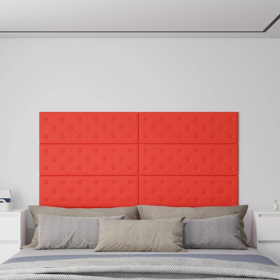 vidaXL Wandpanelen 12 st 3,24 m² 90x30 cm kunstleer rood vidaXL Wandpanelen 12 st 3,24 m² 90x30 cm kunstleer rood afbeelding 1