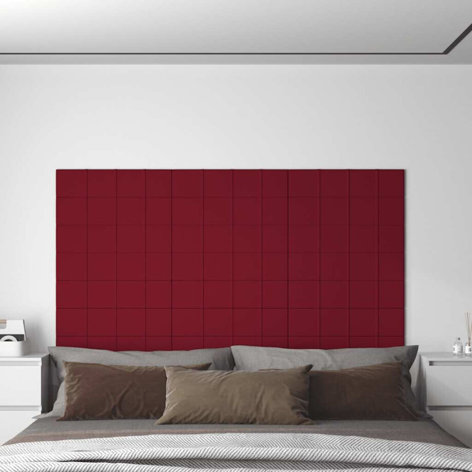 vidaXL Wandpanelen 12 st 1,08 m² 60x15 cm fluweel wijnrood vidaXL Wandpanelen 12 st 1,08 m² 60x15 cm fluweel wijnrood afbeelding 1