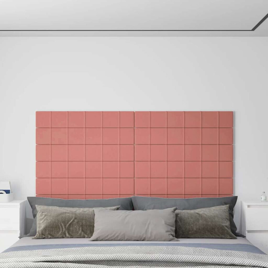 vidaXL Wandpanelen 12 st 1,62 m² 90x15 cm fluweel roze vidaXL Wandpanelen 12 st 1,62 m² 90x15 cm fluweel roze afbeelding 1