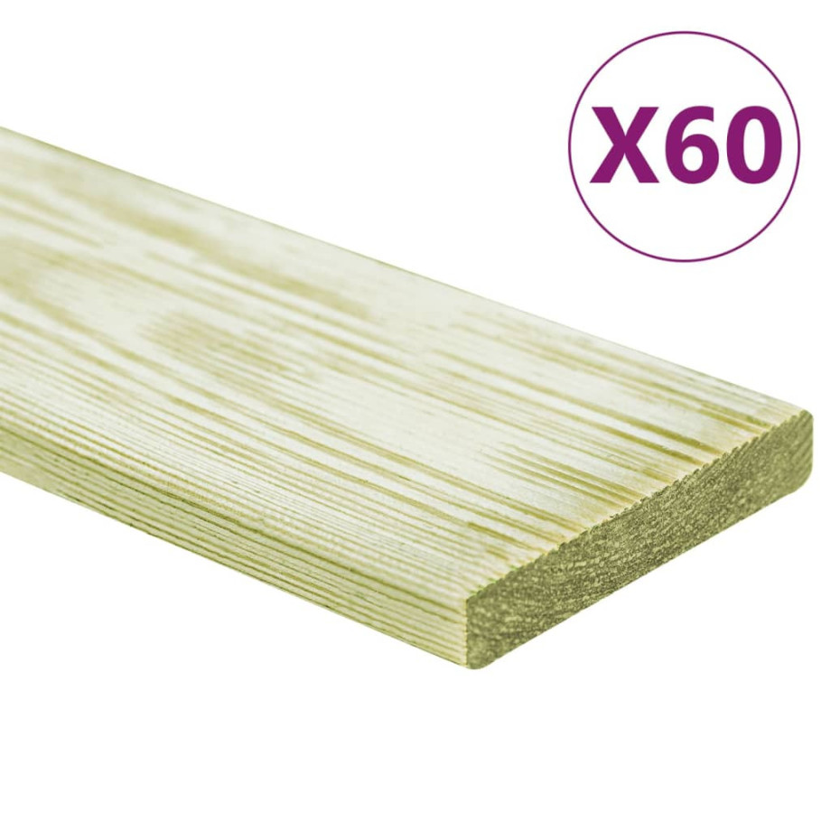vidaXL Terrasplanken 60 st 7,2 m² 1 m geïmpregneerd massief grenenhout afbeelding 1