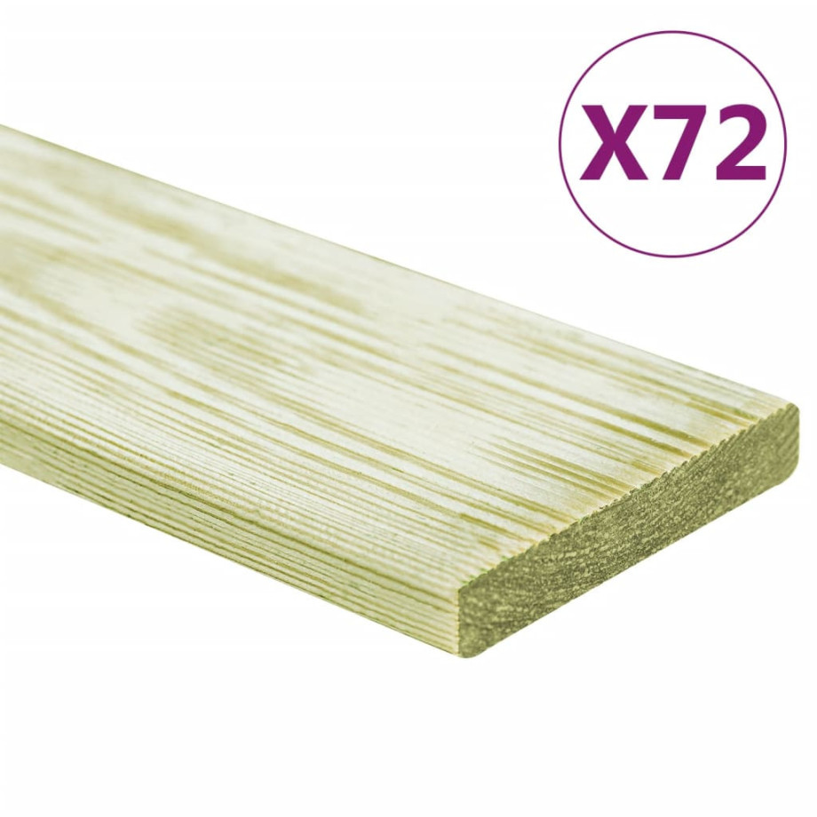 vidaXL Terrasplanken 72 st 8,64 m² 1 m massief grenenhout afbeelding 1