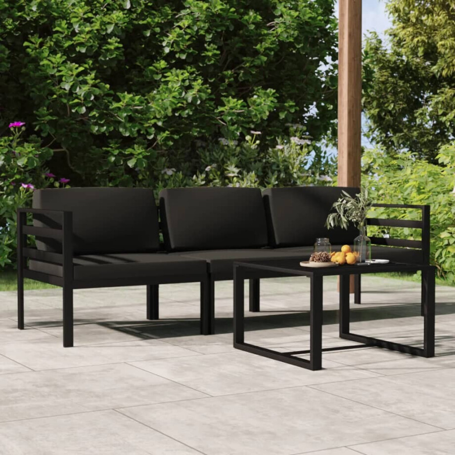 vidaXL 4-delige Loungeset met kussens aluminium antracietkleurig afbeelding 1