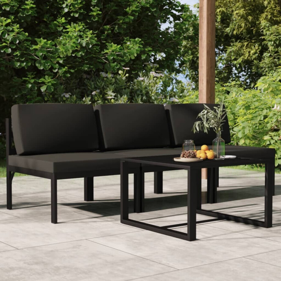vidaXL 4-delige Loungeset met kussens aluminium antracietkleurig afbeelding 1