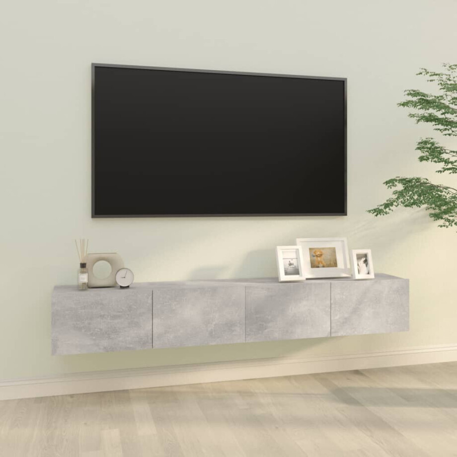 vidaXL Tv-meubelen 2 st wandgemonteerd 100x30x30 cm hout betongrijs afbeelding 1