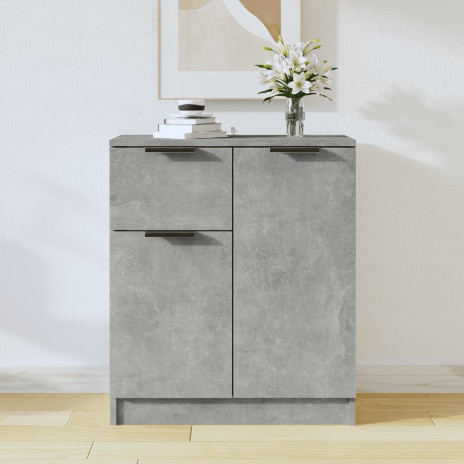 vidaXL Dressoir 60x30x70 cm bewerkt hout betongrijs afbeelding 1