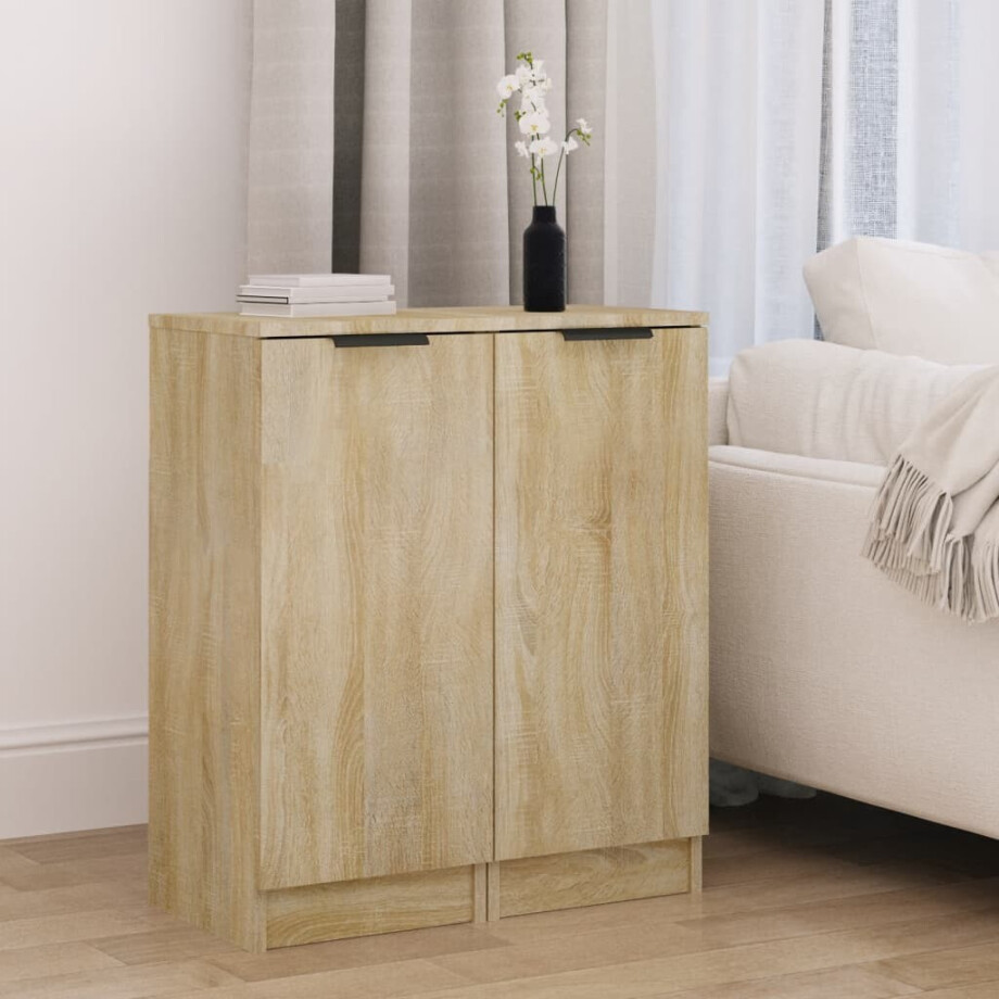 vidaXL Dressoirs 2 st 30x30x70 cm bewerkt hout sonoma eikenkleurig afbeelding 1