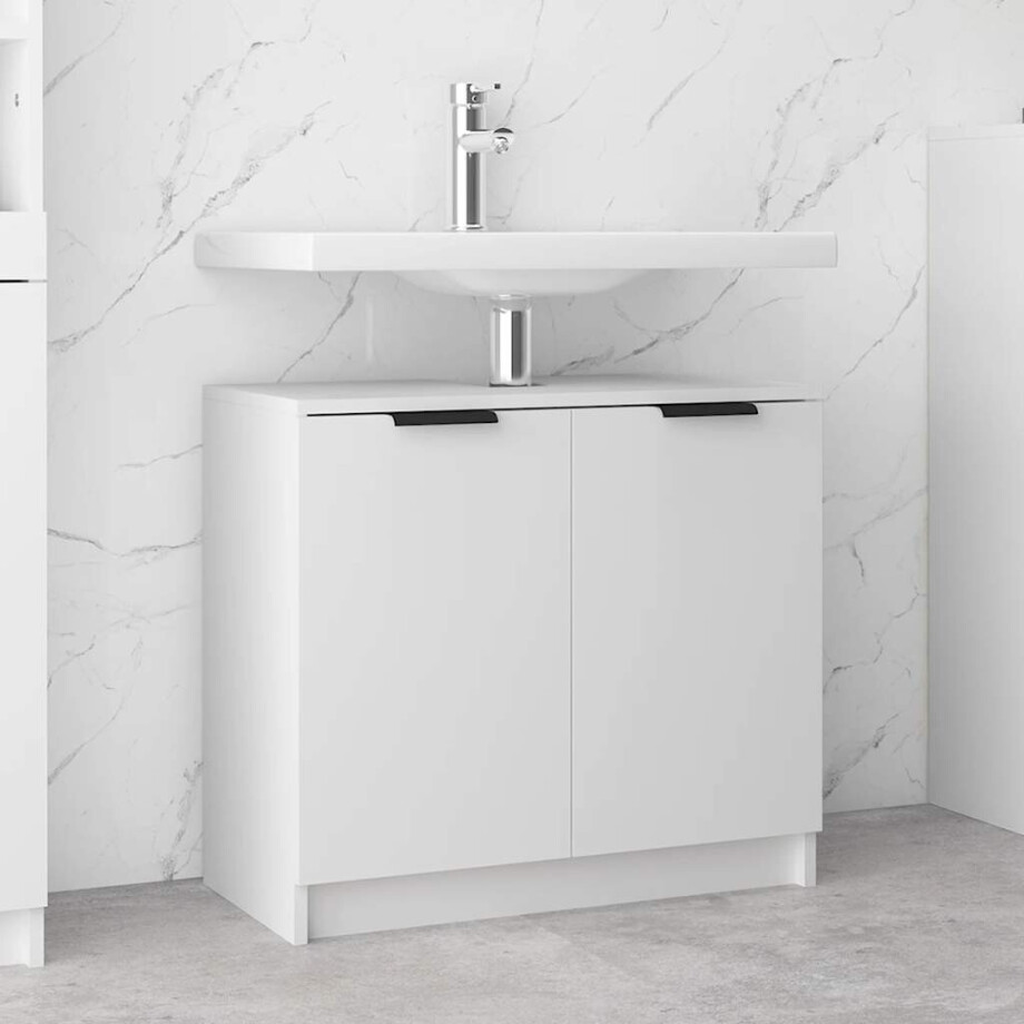 vidaXL Badkamerkast 64,5x33,5x59 cm bewerkt hout wit afbeelding 1