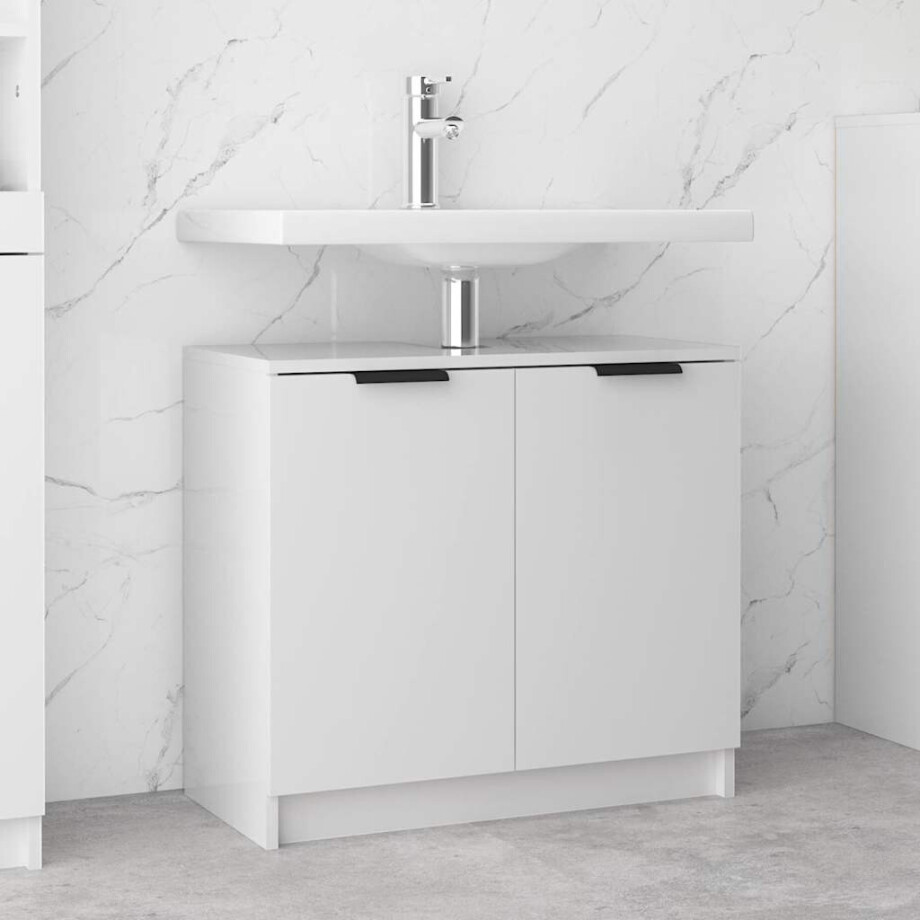 vidaXL Badkamerkast 64,5x33,5x59 cm bewerkt hout hoogglans wit afbeelding 1