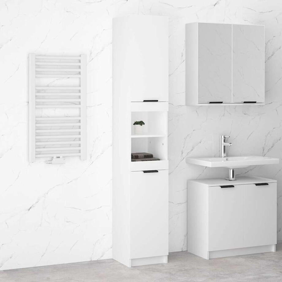 vidaXL Badkamerkast 32x34x188,5 cm bewerkt hout wit afbeelding 1