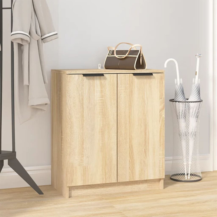 vidaXL Schoenenkast 59x35x70 cm bewerkt hout sonoma eikenkleurig afbeelding 1