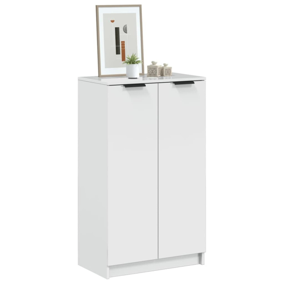 vidaXL Schoenenkast 59x35x100 cm bewerkt hout hoogglans wit afbeelding 1