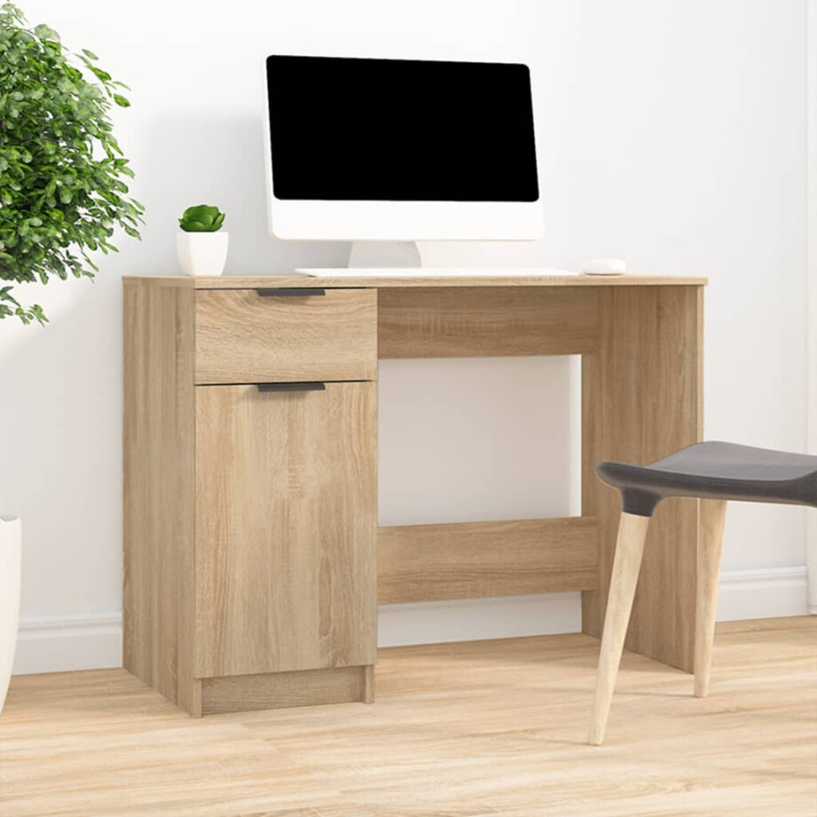 vidaXL Bureau 100x50x75 cm bewerkt hout sonoma eikenkleurig vidaXL Bureau 100x50x75 cm bewerkt hout sonoma eikenkleurig afbeelding 1