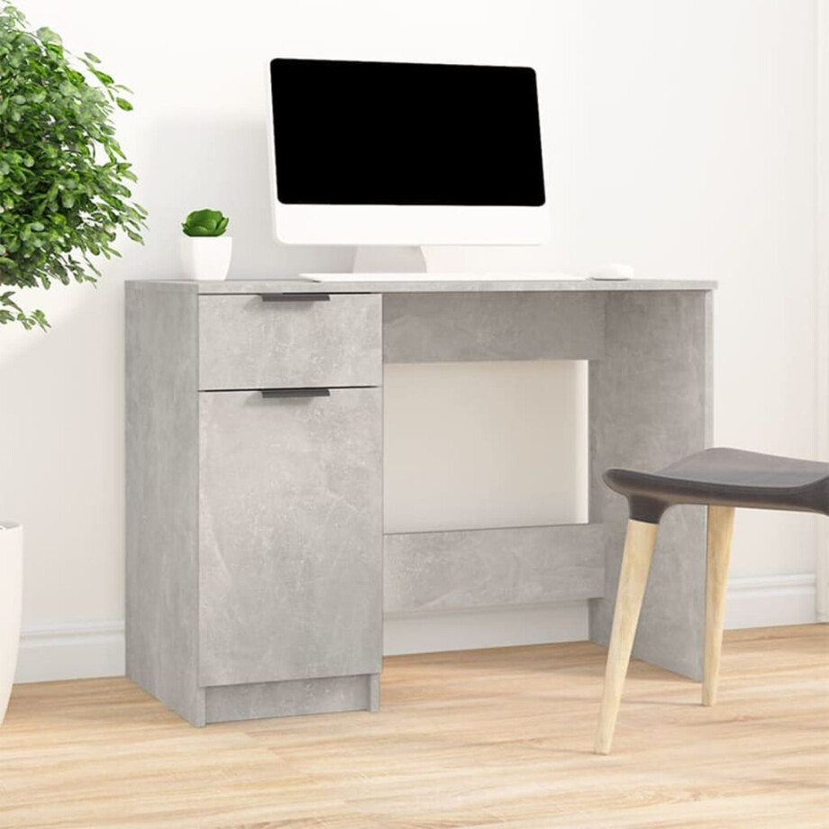 vidaXL Bureau 100x50x75 cm bewerkt hout betongrijs vidaXL Bureau 100x50x75 cm bewerkt hout betongrijs afbeelding 1