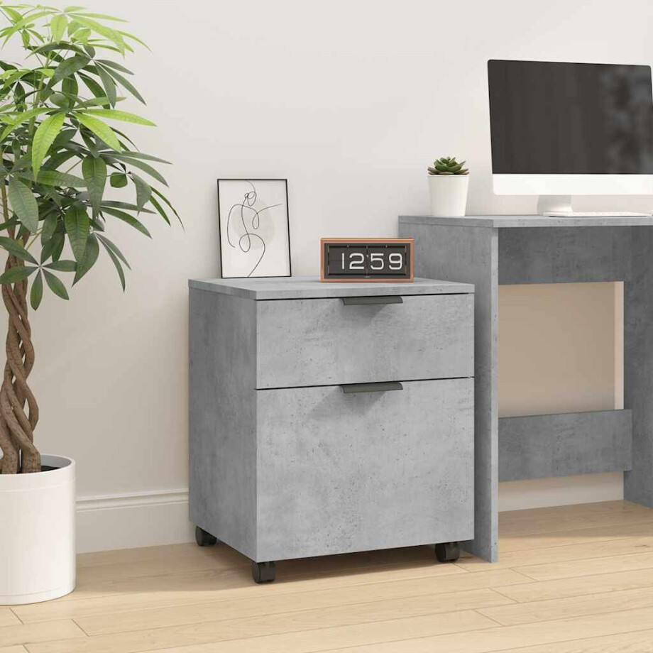 vidaXL Dossierkast verrijdbaar 45x38x54 cm bewerkt hout betongrijs vidaXL Dossierkast verrijdbaar 45x38x54 cm bewerkt hout betongrijs afbeelding 1