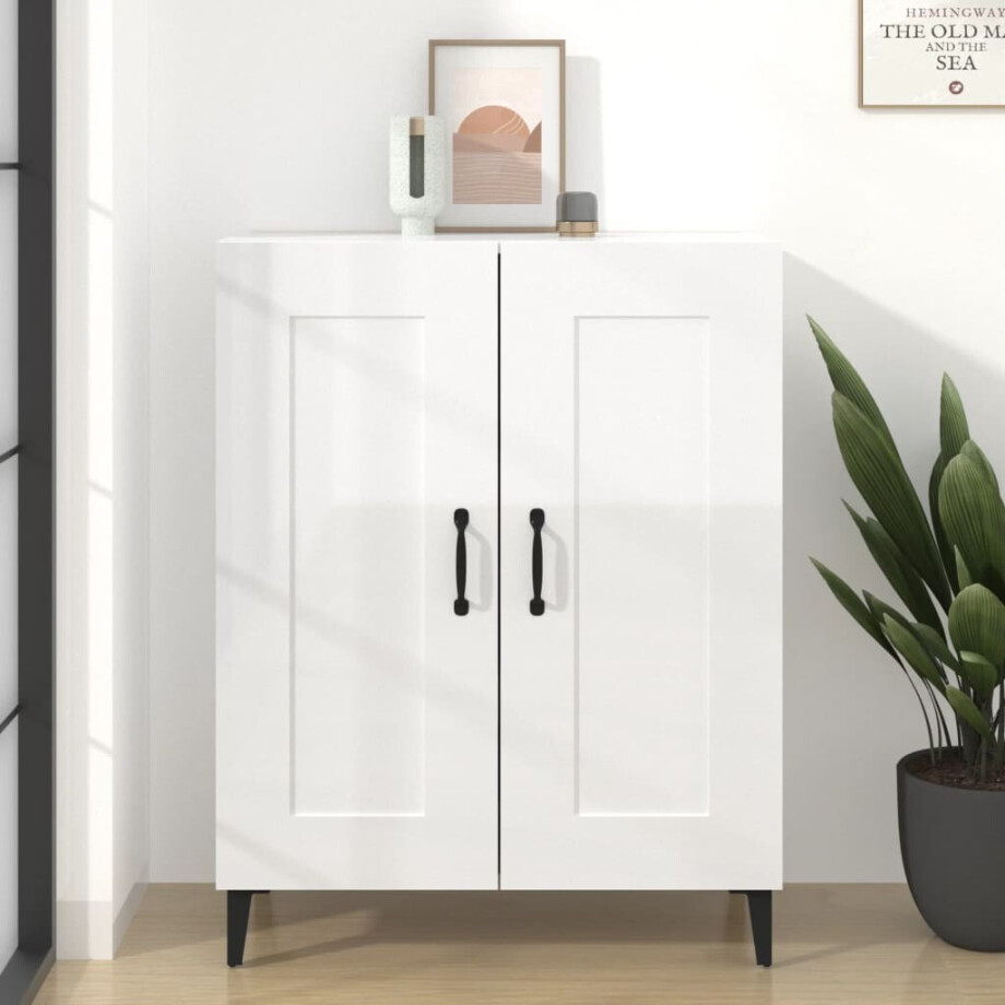 vidaXL Dressoir 69,5x34x90 cm bewerkt hout hoogglans wit afbeelding 1