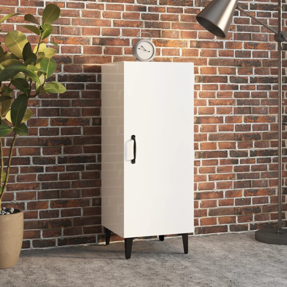 vidaXL Dressoir 34,5x34x90 cm bewerkt hout hoogglans wit afbeelding 1