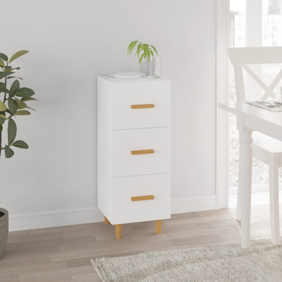 vidaXL Dressoir 34,5x34x90 cm bewerkt hout wit afbeelding 1