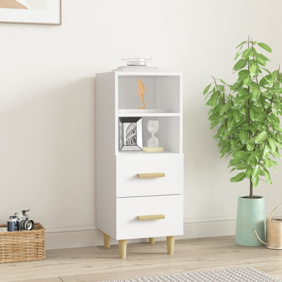 vidaXL Dressoir 34,5x34x90 cm bewerkt hout wit afbeelding 1