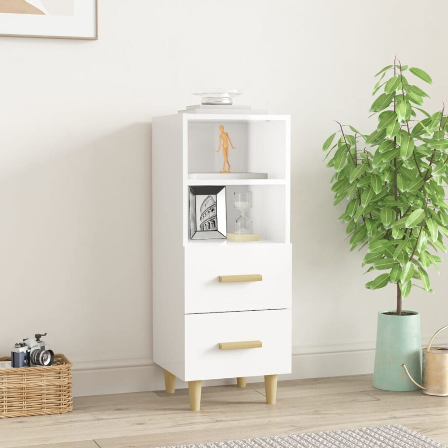 vidaXL Dressoir 34,5x34x90 cm bewerkt hout hoogglans wit afbeelding 1