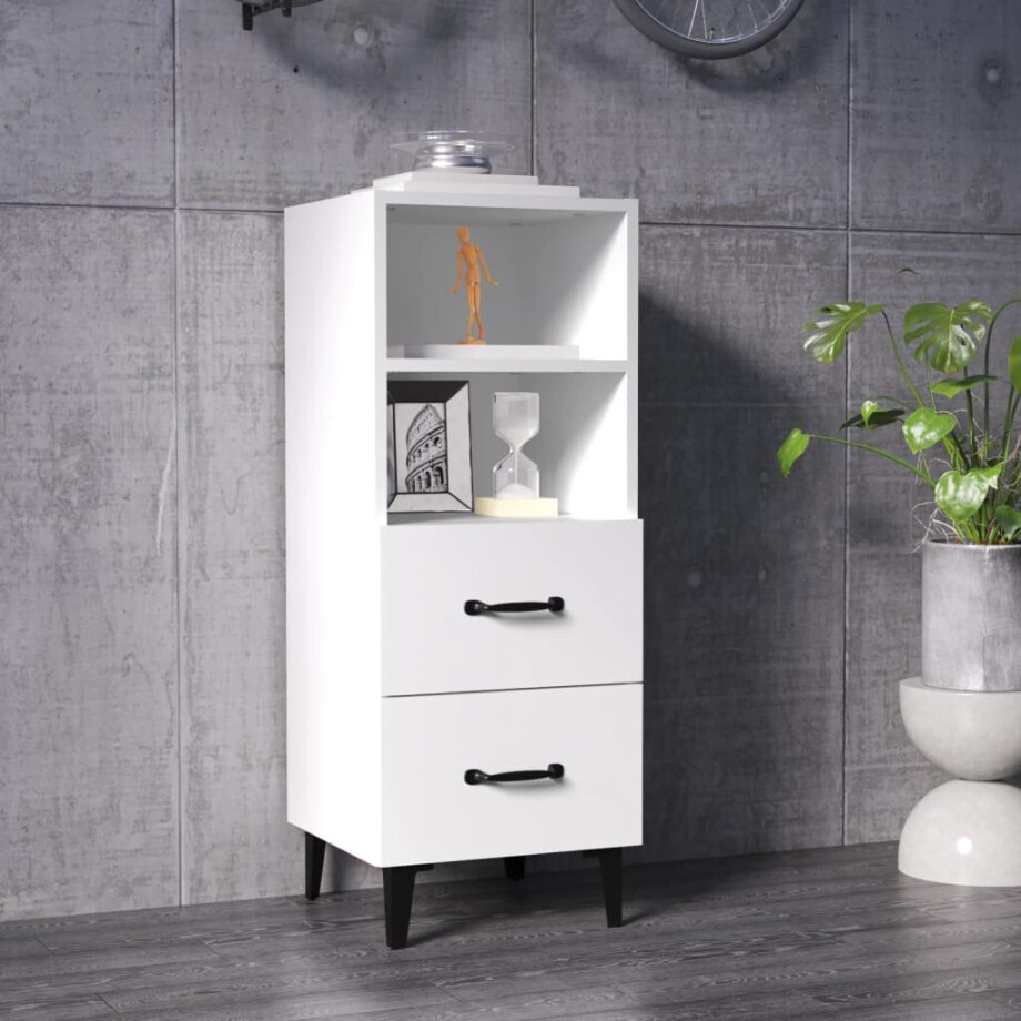 vidaXL Dressoir 34,5x34x90 cm bewerkt hout wit afbeelding 1