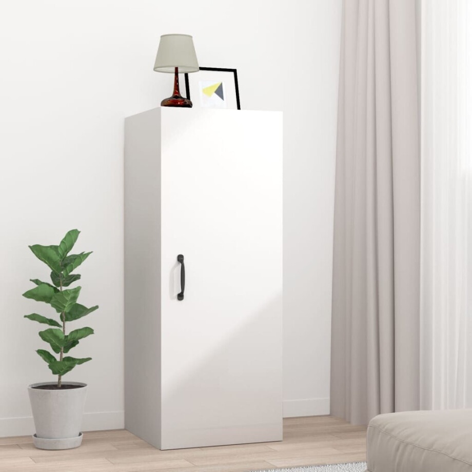 vidaXL Hangkast 34,5x34x90 cm bewerkt hout hoogglans wit afbeelding 1