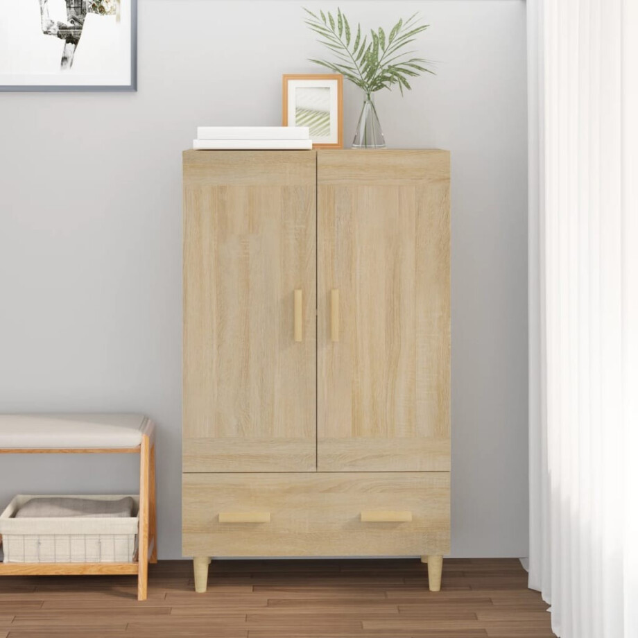 vidaXL Hoge kast 70x31x115 cm bewerkt hout sonoma eikenkleurig afbeelding 1