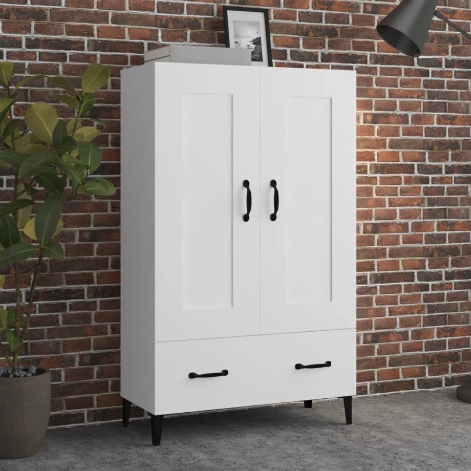 vidaXL Hoge kast 70x31x115 cm bewerkt hout wit afbeelding 1