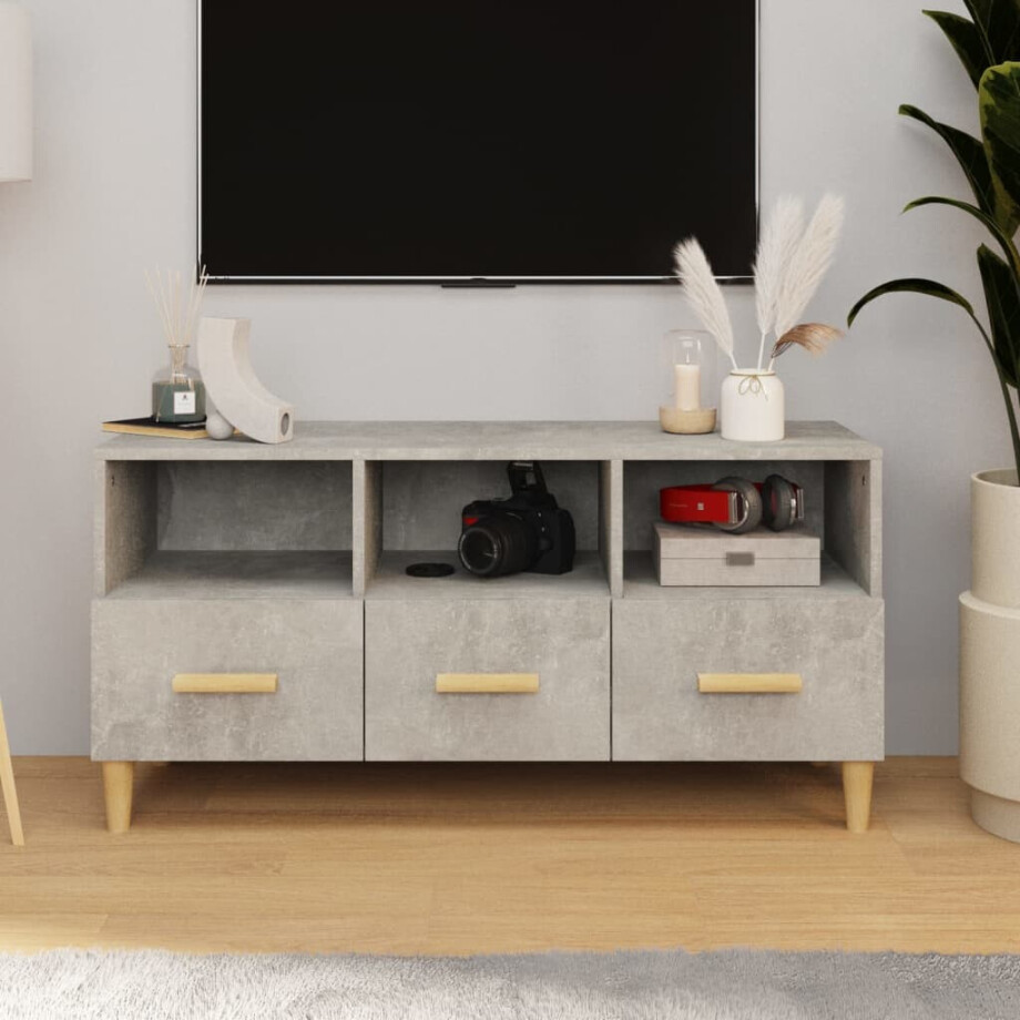 vidaXL Tv-meubel 102x36x50 cm bewerkt hout betongrijs afbeelding 1
