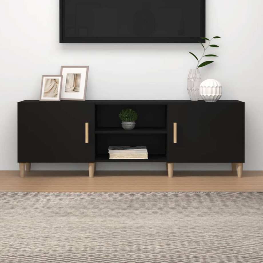 vidaXL Tv-meubel 150x30x50 cm bewerkt hout zwart afbeelding 1