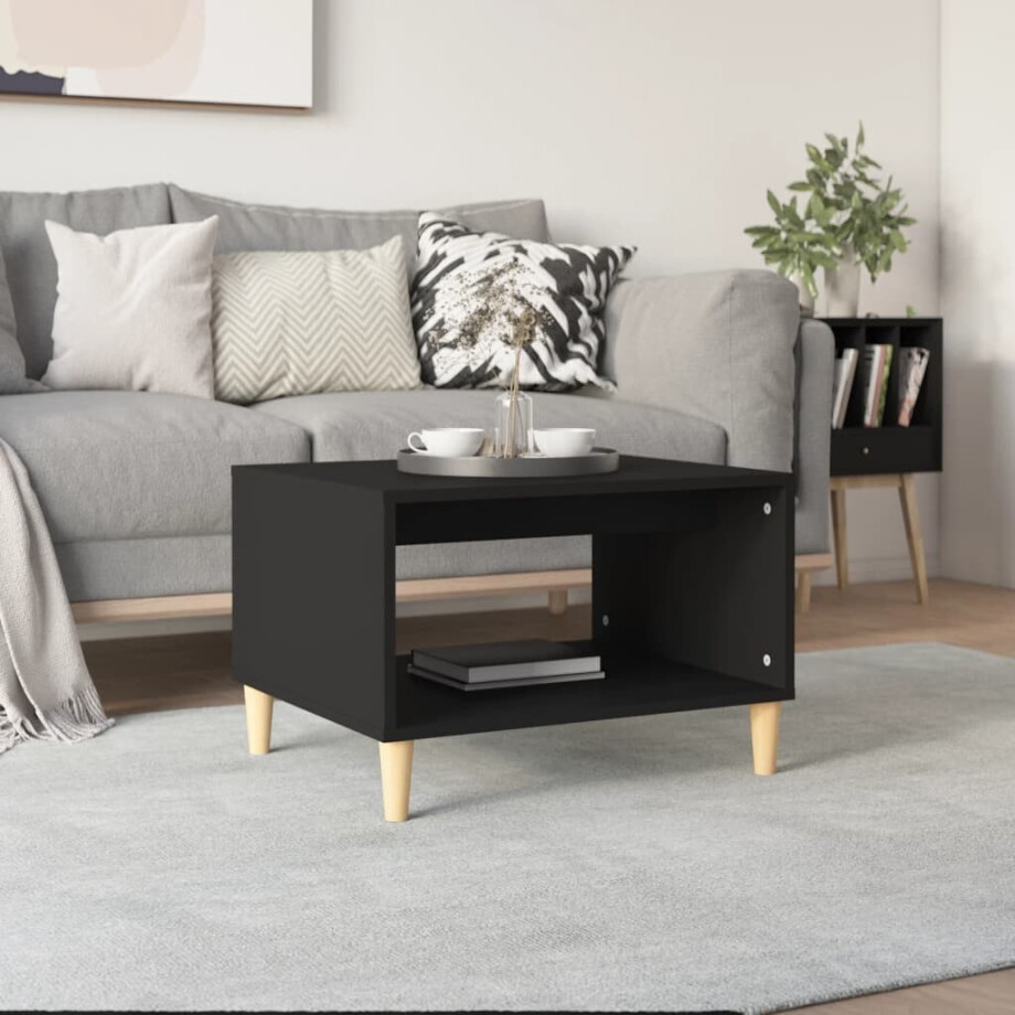 vidaXL Salontafel 60x50x40 cm bewerkt hout zwart vidaXL Salontafel 60x50x40 cm bewerkt hout zwart afbeelding 1