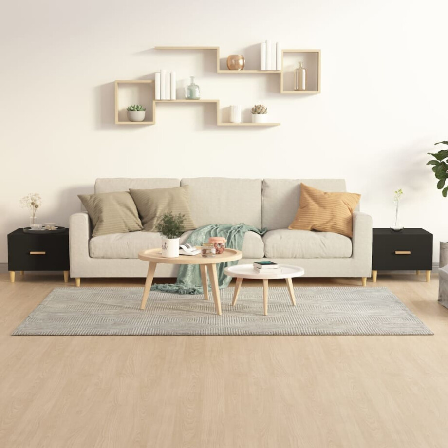 vidaXL Salontafels 2 st 50x50x40 cm bewerkt hout zwart afbeelding 1