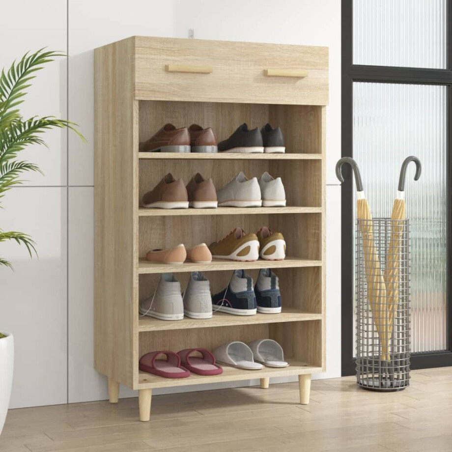 vidaXL Schoenenkast 60x35x105 cm bewerkt hout sonoma eikenkleurig afbeelding 1