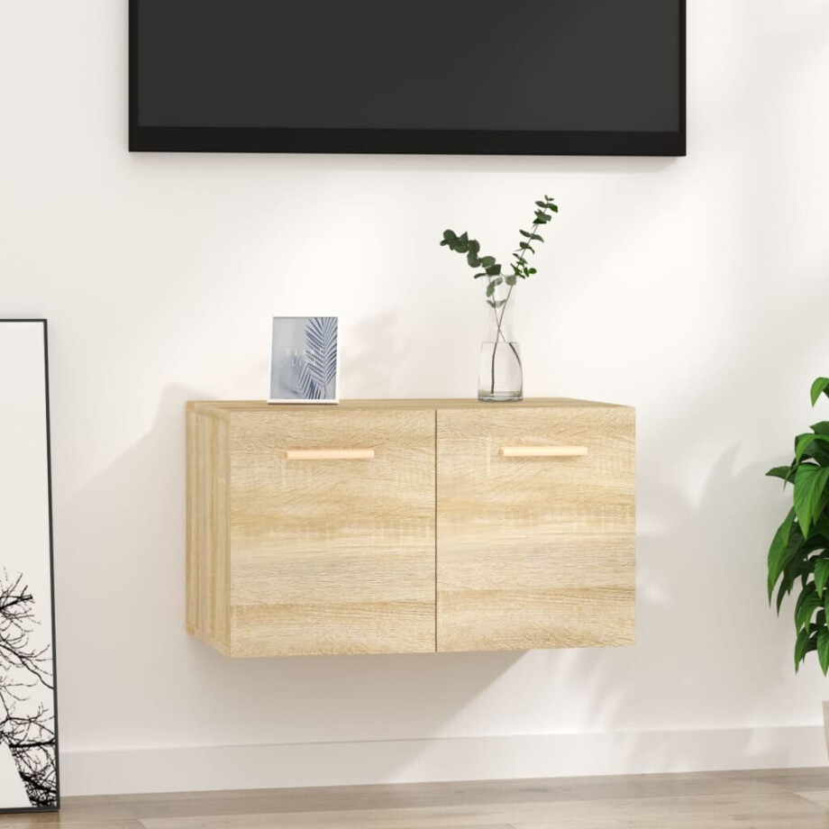 vidaXL Wandkast 60x36,5x35 cm bewerkt hout sonoma eikenkleurig afbeelding 1