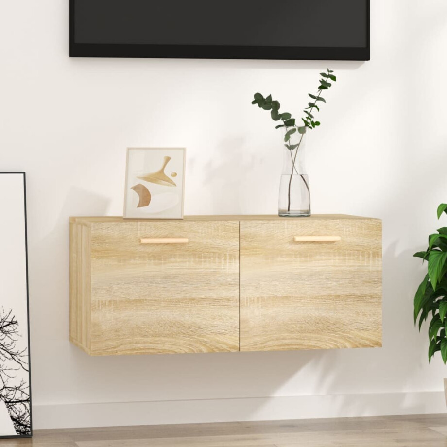 vidaXL Wandkast 80x35x36,5 cm bewerkt hout sonoma eikenkleurig afbeelding 1