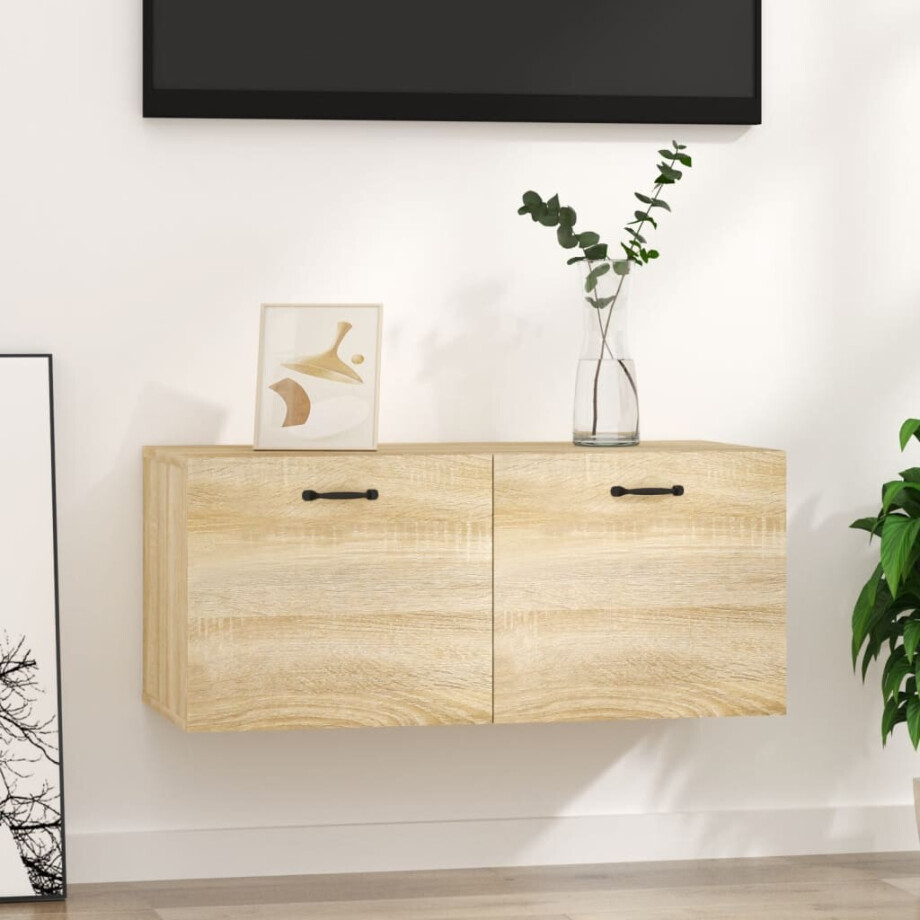 vidaXL Wandkast 80x36,5x35 cm bewerkt hout sonoma eikenkleurig afbeelding 1