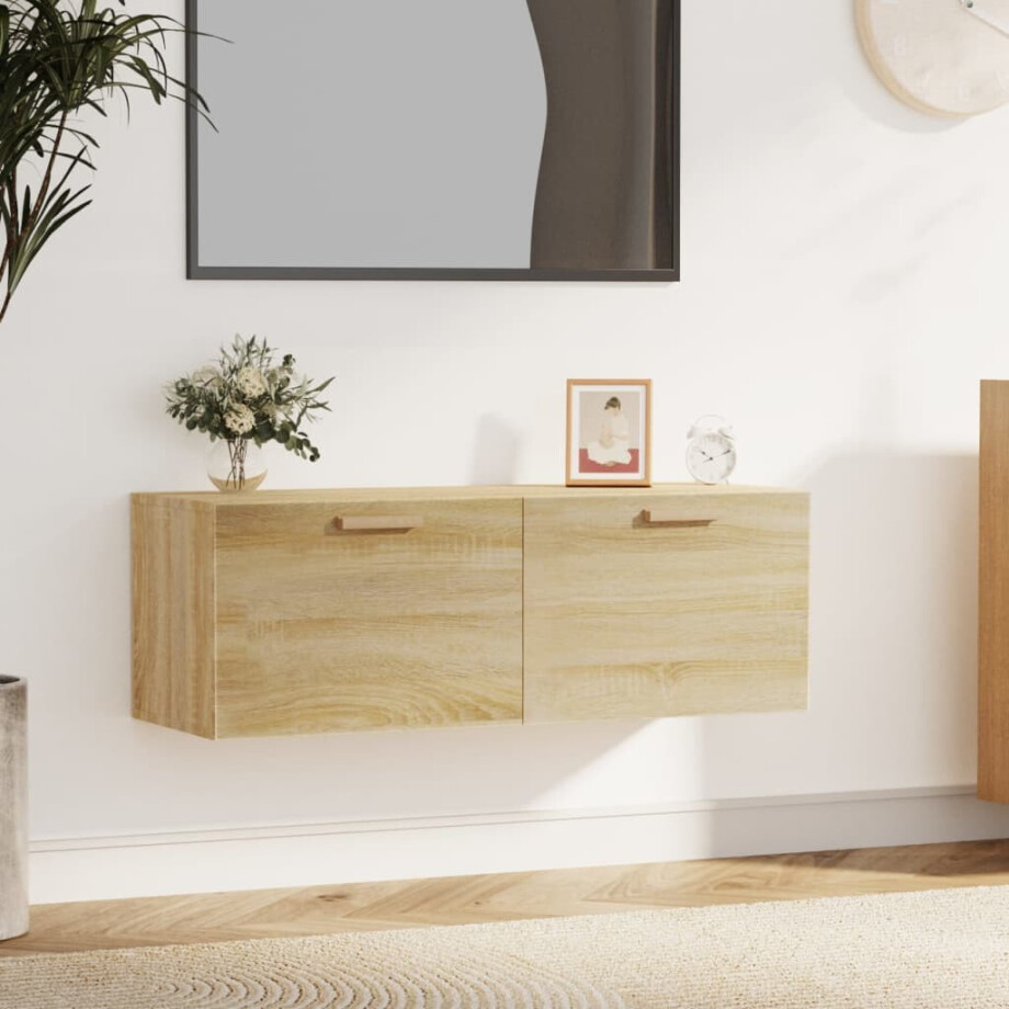 vidaXL Wandkast 100x36,5x35 cm bewerkt hout sonoma eikenkleurig afbeelding 1