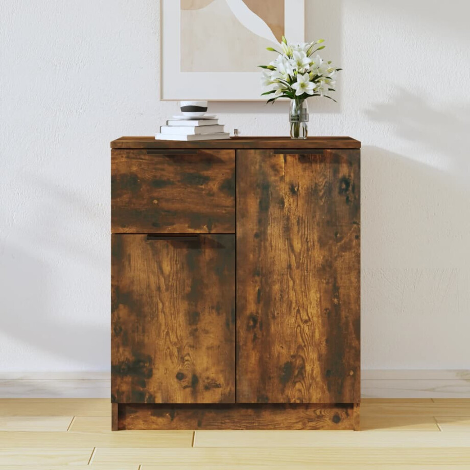 vidaXL Dressoir 60x30x70 cm bewerkt hout gerookt eikenkleurig afbeelding 1