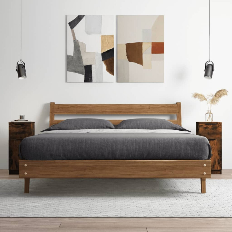 vidaXL Dressoir 30x30x70 cm bewerkt hout gerookt eikenkleurig afbeelding 1