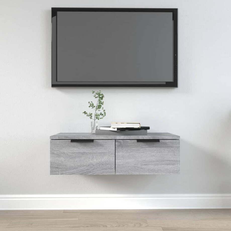 vidaXL Wandkast 68x30x20 cm bewerkt hout grijs sonoma eikenkleurig afbeelding 1