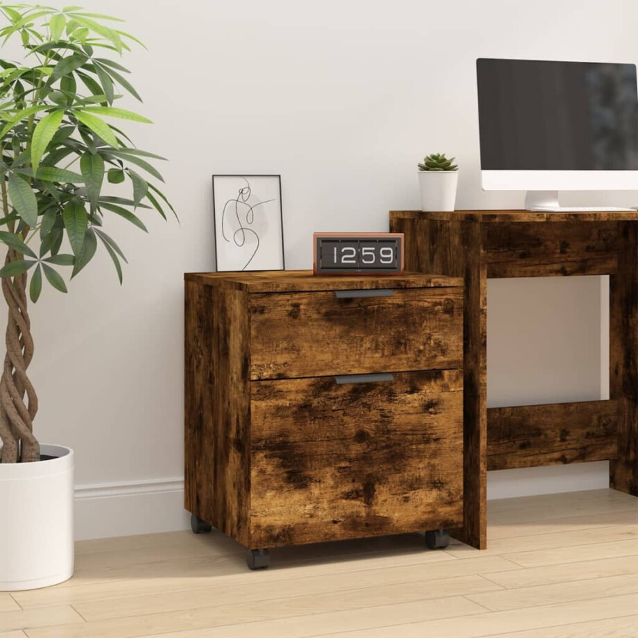 vidaXL Dossierkast verrijdbaar 45x38x54 cm bewerkt hout gerookt eiken vidaXL Dossierkast verrijdbaar 45x38x54 cm bewerkt hout gerookt eiken afbeelding 1
