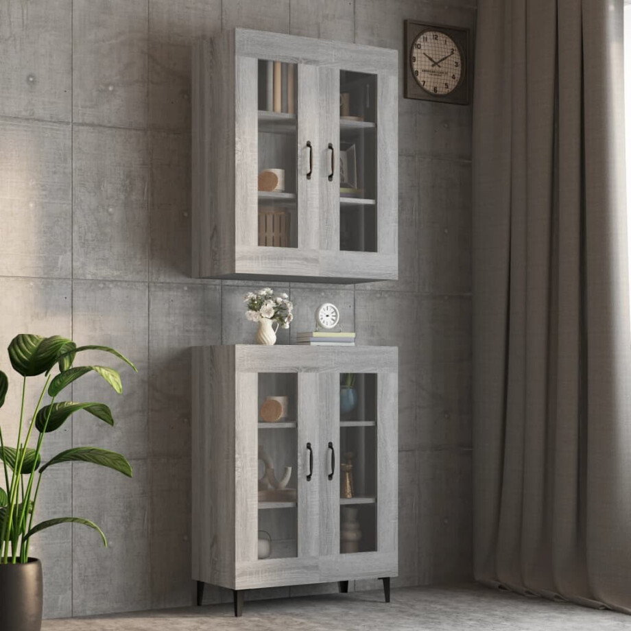 vidaXL Bovenkast 69,5x34x90 cm grijs sonoma eikenkleurig afbeelding 1