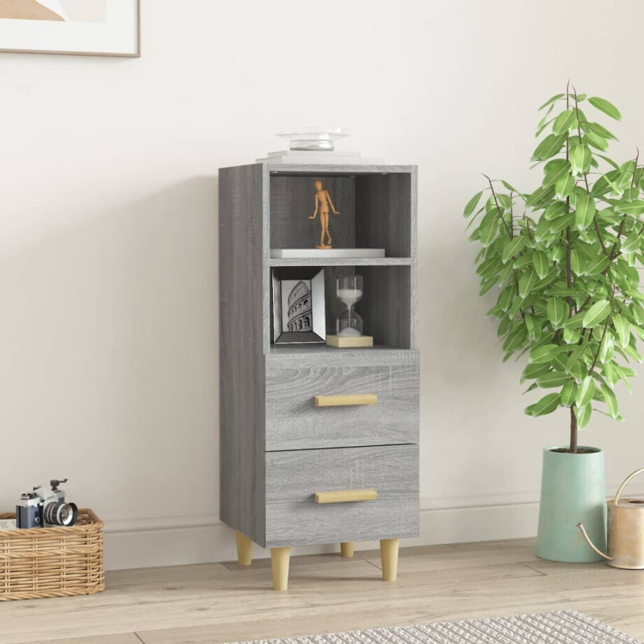 vidaXL Dressoir 34,5x34x90 cm bewerkt hout grijs sonoma eikenkleurig afbeelding 1