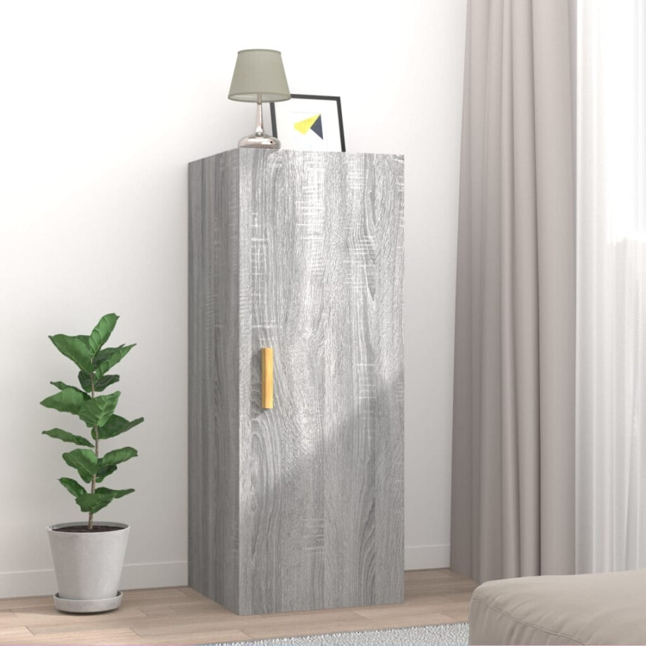 vidaXL Wandkast 34,5x34x90 cm bewerkt hout grijs sonoma eikenkleurig vidaXL Wandkast 34,5x34x90 cm bewerkt hout grijs sonoma eikenkleurig afbeelding 1