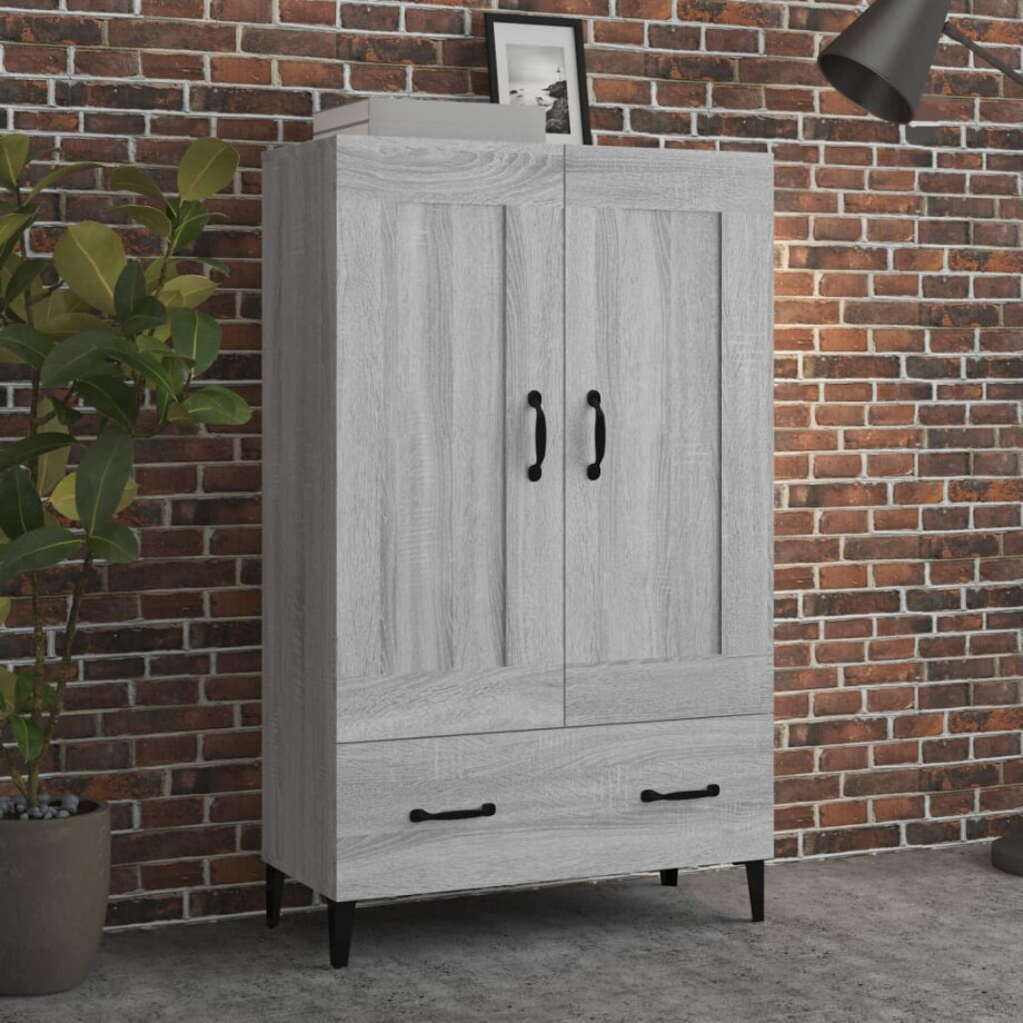 vidaXL Hoge kast 70x31x115 cm bewerkt hout grijs sonoma eikenkleurig afbeelding 1