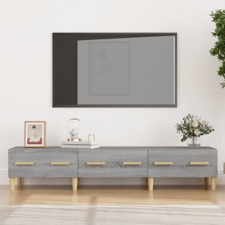 vidaXL Tv-meubel 150x34,5x30 cm bewerkt hout grijs sonoma eikenkleurig afbeelding 1