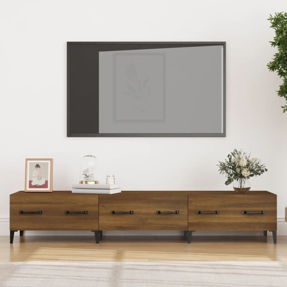 vidaXL Tv-meubel 150x34,5x30 cm bewerkt hout bruin eikenkleur afbeelding 1