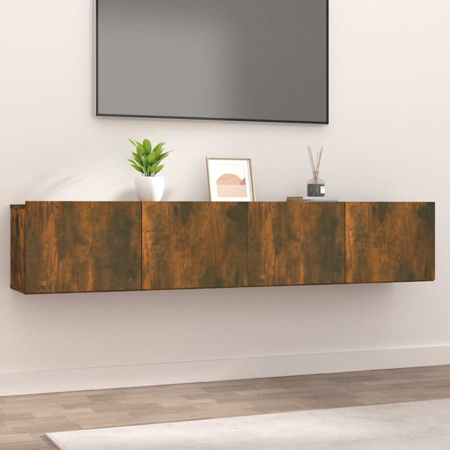 vidaXL Tv-meubelen 2 st 80x30x30 cm bewerkt hout gerookt eikenkleur afbeelding 1